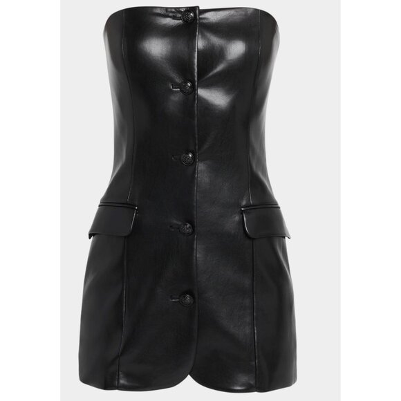 Alice and Olivia Madison Faux Leather Strapless Dress - Picture 5 of 5